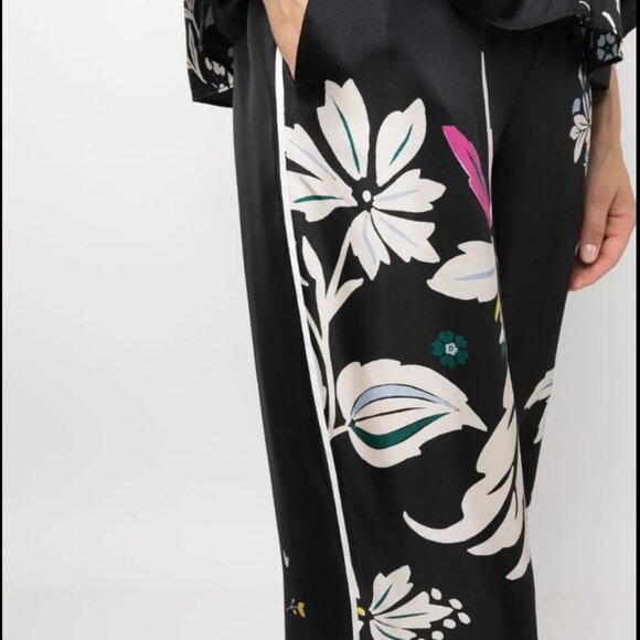 DOROTHEE SCHUMACHER - Silk Tie Waist Flower Whirl Print Black US Size 10 - Picture 5 of 14